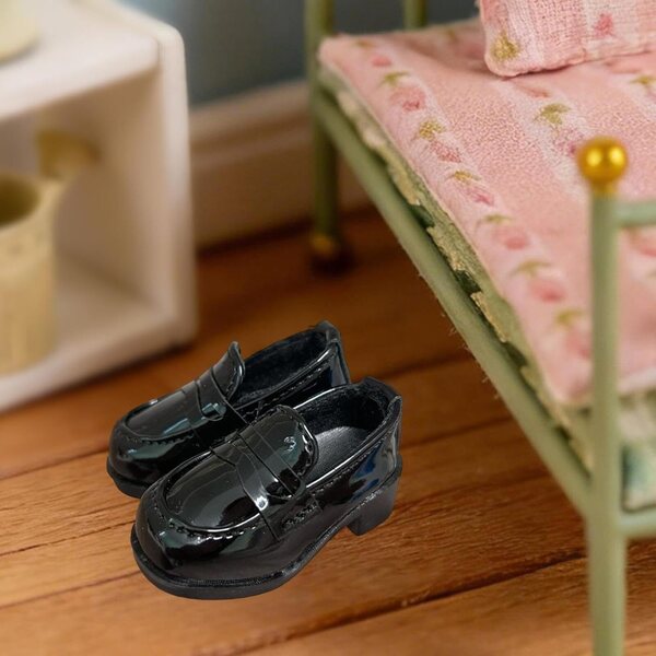 Schuhe für BJD Doll 1/4 Slip On 16-18 Zoll Schwarz aus strapazierfähigem und realistischem PU