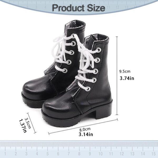 1:3 Schwarze PU-Puppenstiefel für 24-Zoll-Actionfiguren