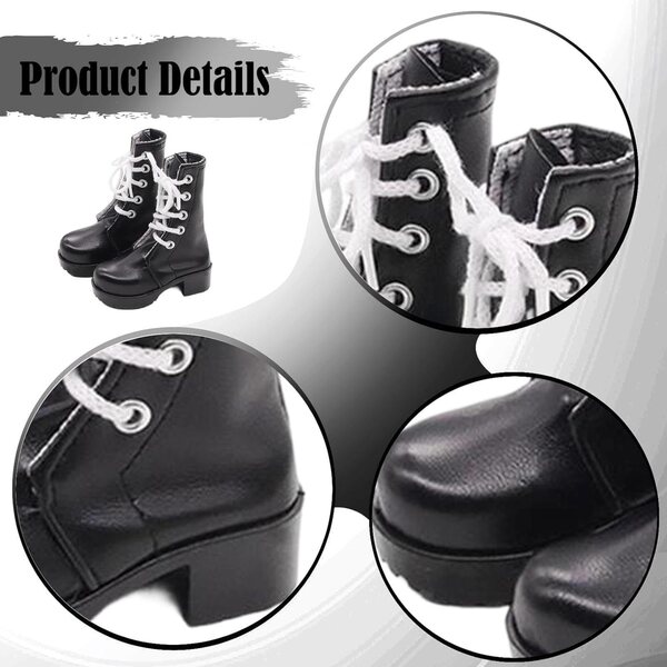 1:3 Schwarze PU-Puppenstiefel für 24-Zoll-Actionfiguren