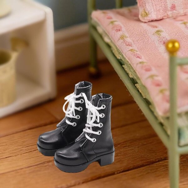 1:3 Schwarze PU-Puppenstiefel für 24-Zoll-Actionfiguren