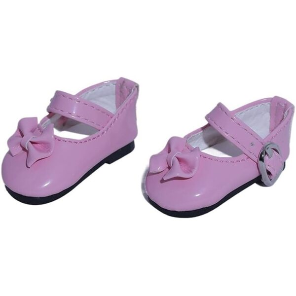 Scarpe in Pelle Rosa con Fiocco per Bambola BJD 1/6 - Tacco Basso Elegante