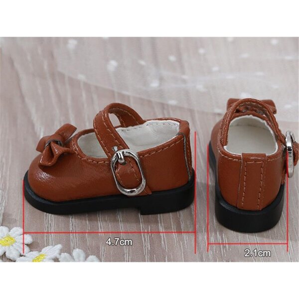 Scarpe in Pelle Rosa con Fiocco per Bambola BJD 1/6 - Tacco Basso Elegante