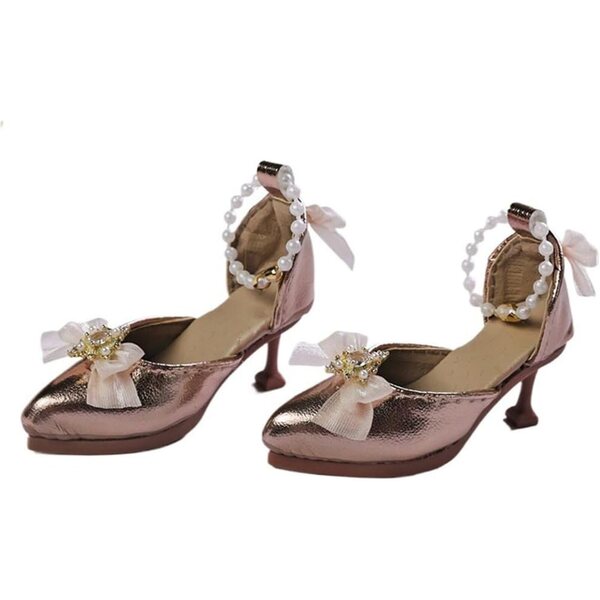 Scarpe con Tacco Alto per Bambole BJD 1/4 (18 Pollici) con Fibbia a Catena di Perle