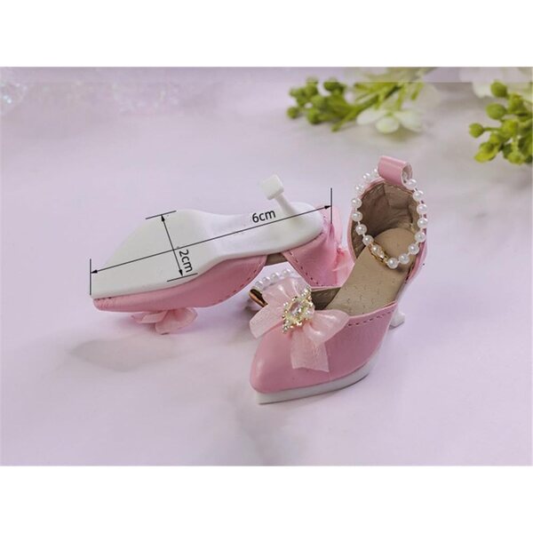 Scarpe con Tacco Alto per Bambole BJD 1/4 (18 Pollici) con Fibbia a Catena di Perle