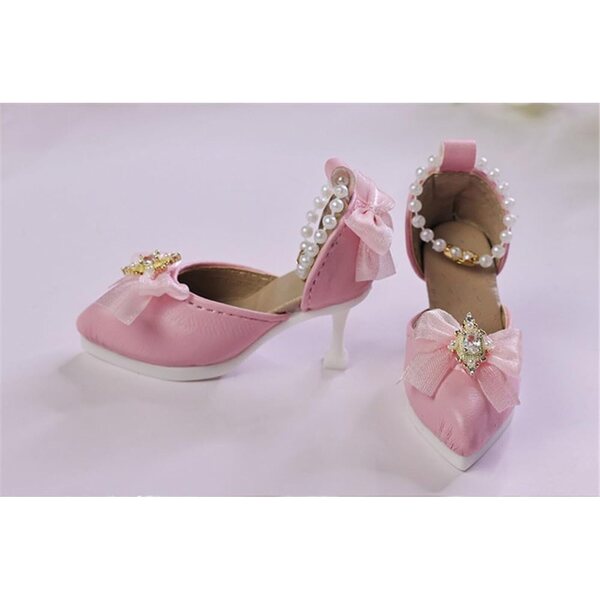 Scarpe con Tacco Alto per Bambole BJD 1/4 (18 Pollici) con Fibbia a Catena di Perle