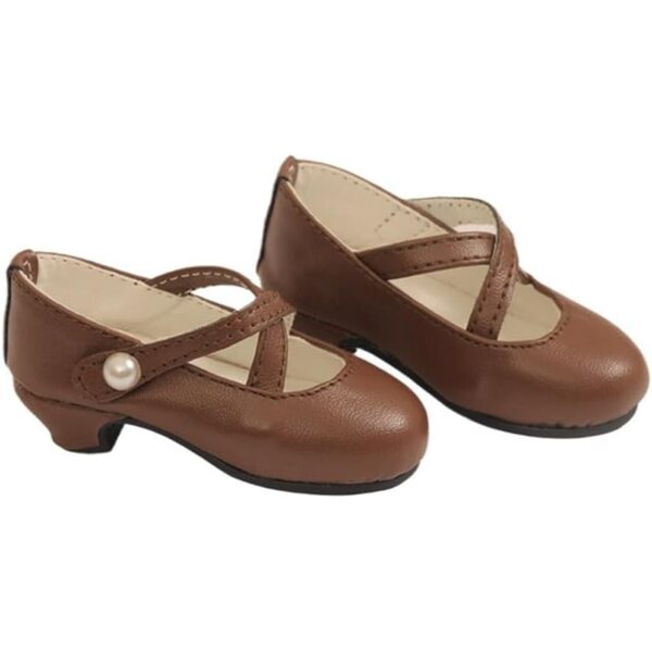 Braune Leder-High-Heel-Schuhe für 1/4 BJD-Puppen – 18-Zoll-Puppenzubehör