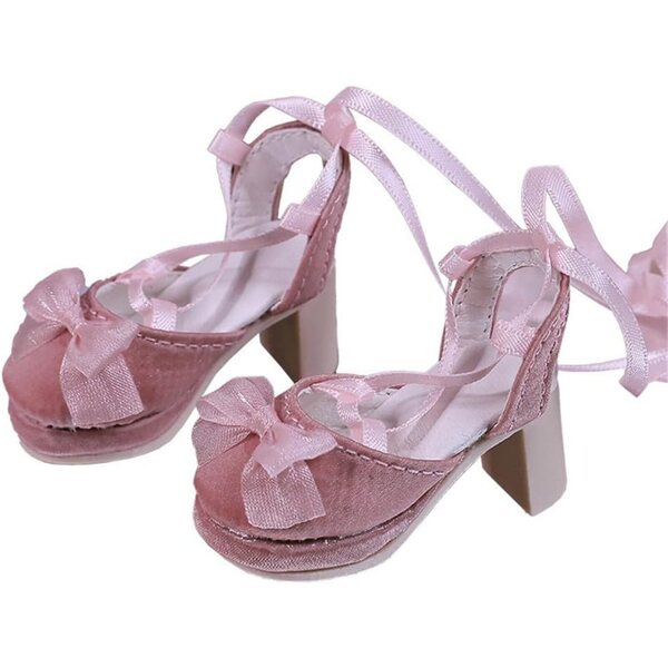 Scarpe con Tacco Alto Rosa per Bambola BJD 1/4 di Pollice, Accessori Miniatura