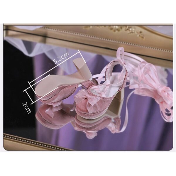 Scarpe con Tacco Alto Rosa per Bambola BJD 1/4 di Pollice, Accessori Miniatura
