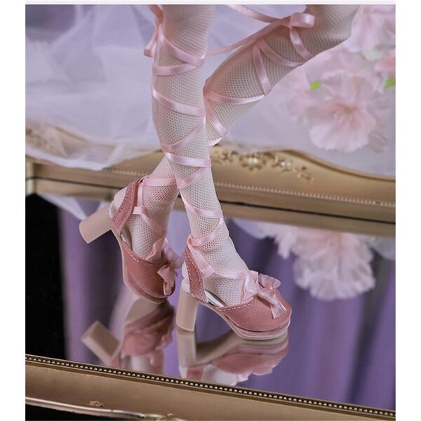 Scarpe con Tacco Alto Rosa per Bambola BJD 1/4 di Pollice, Accessori Miniatura