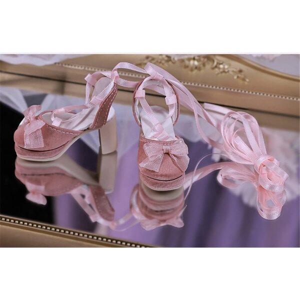 Scarpe con Tacco Alto Rosa per Bambola BJD 1/4 di Pollice, Accessori Miniatura