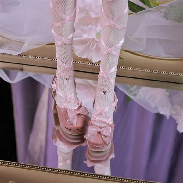 Scarpe con Tacco Alto Rosa per Bambola BJD 1/4 di Pollice, Accessori Miniatura
