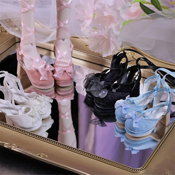 Scarpe con Tacco Alto Rosa per Bambola BJD 1/4 di Pollice, Accessori Miniatura