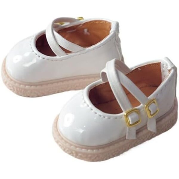 Scarpe in Pelle Bianco Cotone per Bambola BJD 1/6 - Accessori per Bambole 11,8 pollici