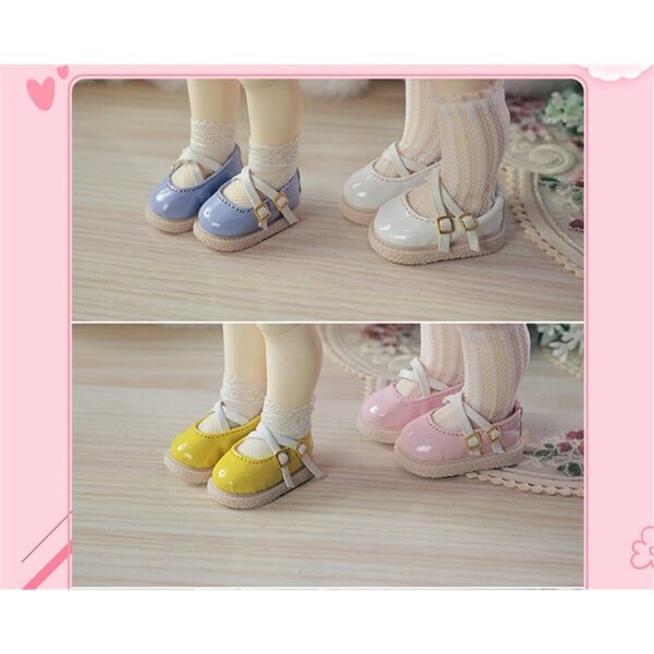 Scarpe in Pelle Bianco Cotone per Bambola BJD 1/6 - Accessori per Bambole 11,8 pollici