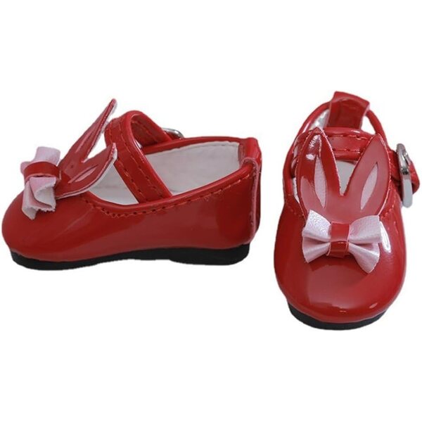 Scarpe in Pelle Rosse con Orecchie di Coniglio per Bambole BJD 1/6 - Uterui