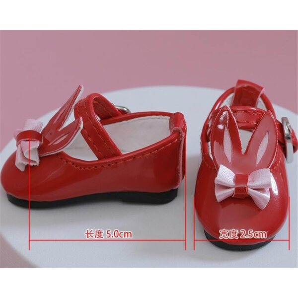 Scarpe in Pelle Rosse con Orecchie di Coniglio per Bambole BJD 1/6 - Uterui