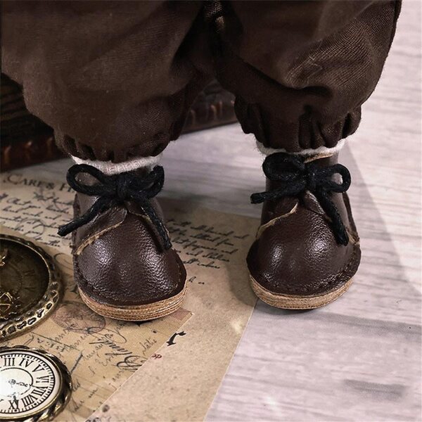 Lederschuhe für 1/6 BJD Puppen – Qualitätszubehör in Kaffeefarbe