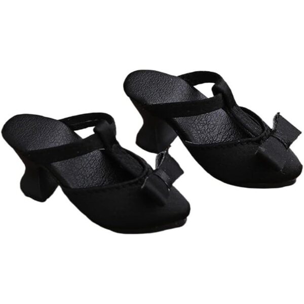 Sandali con Tacco Alto Neri per Bambola BJD 1/4 - Accessori in Pelle 18 Pollici
