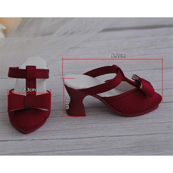Sandali con Tacco Alto Neri per Bambola BJD 1/4 - Accessori in Pelle 18 Pollici