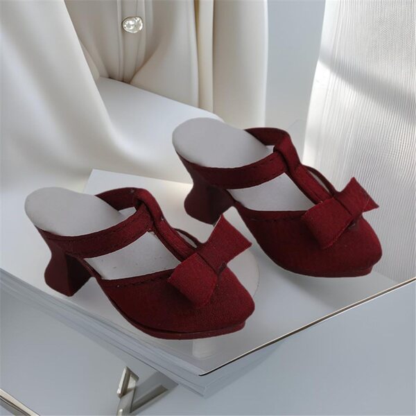 Sandali con Tacco Alto Neri per Bambola BJD 1/4 - Accessori in Pelle 18 Pollici