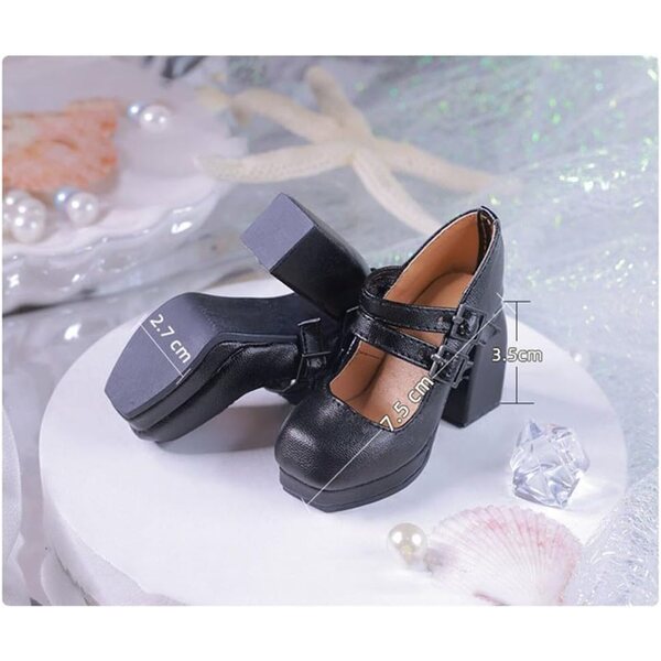 Scarpe Tacco Alto in Pelle Nera per Bambola BJD 1/3 - Accessori Eleganti 60 cm