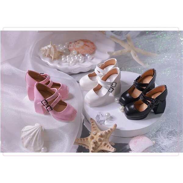 Scarpe Tacco Alto in Pelle Nera per Bambola BJD 1/3 - Accessori Eleganti 60 cm
