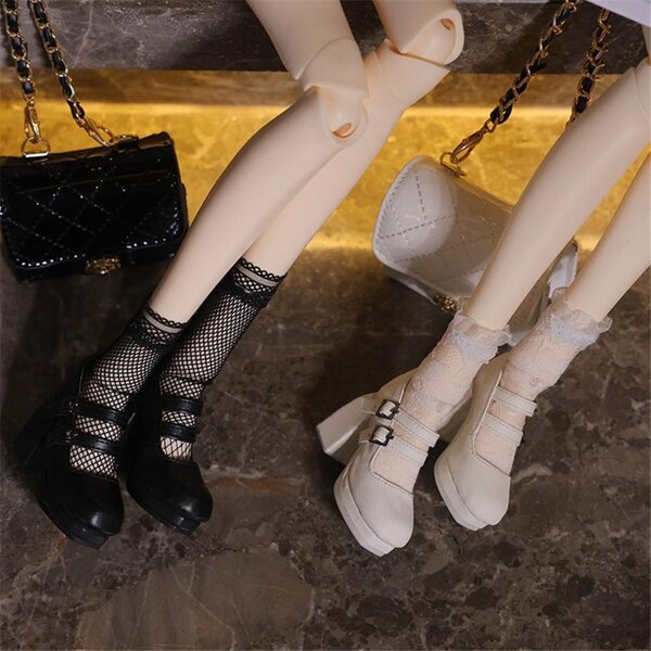 Scarpe Tacco Alto in Pelle Nera per Bambola BJD 1/3 - Accessori Eleganti 60 cm