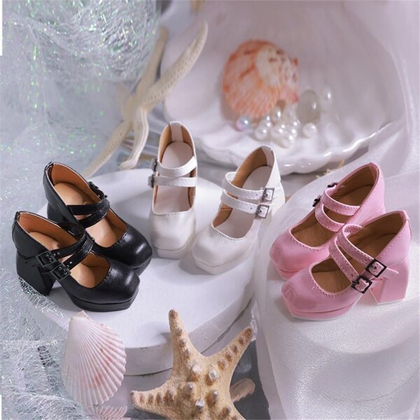 Scarpe Tacco Alto in Pelle Nera per Bambola BJD 1/3 - Accessori Eleganti 60 cm