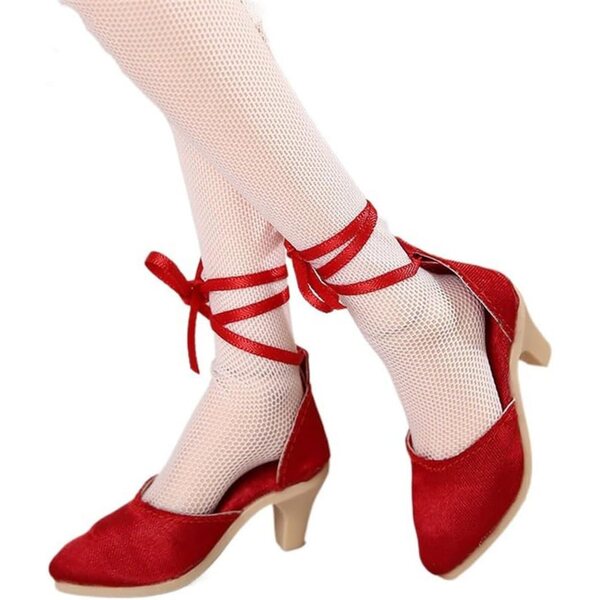 Scarpe Rosse con Tacco per Bambola BJD 1/4 Pollice - Accessori Eleganti Uterui