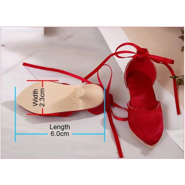 Scarpe Rosse con Tacco per Bambola BJD 1/4 Pollice - Accessori Eleganti Uterui