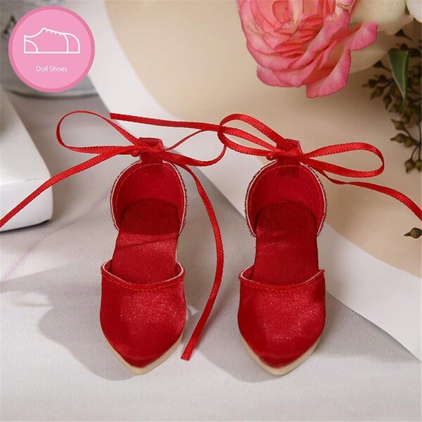Scarpe Rosse con Tacco per Bambola BJD 1/4 Pollice - Accessori Eleganti Uterui