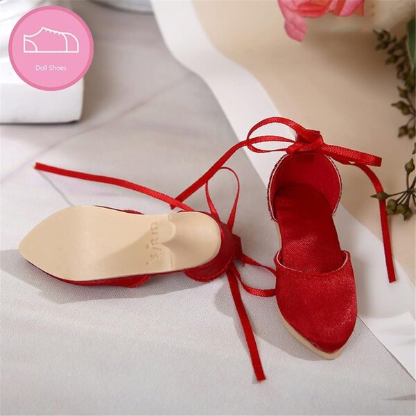 Scarpe Rosse con Tacco per Bambola BJD 1/4 Pollice - Accessori Eleganti Uterui