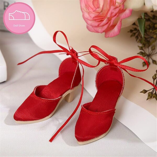 Scarpe Rosse con Tacco per Bambola BJD 1/4 Pollice - Accessori Eleganti Uterui