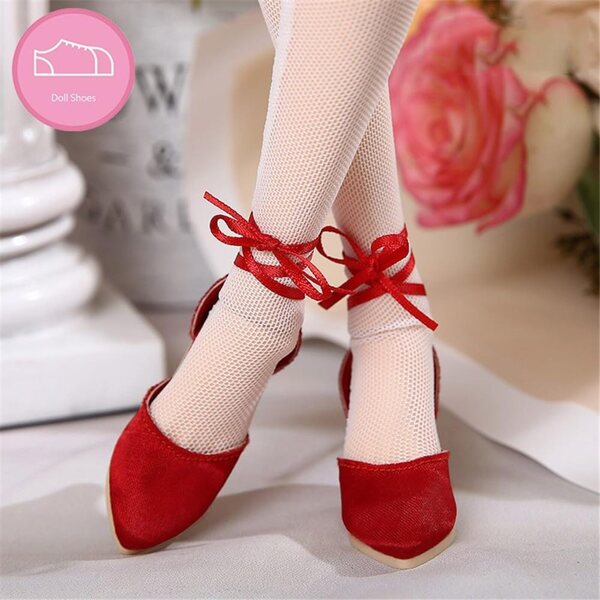 Scarpe Rosse con Tacco per Bambola BJD 1/4 Pollice - Accessori Eleganti Uterui