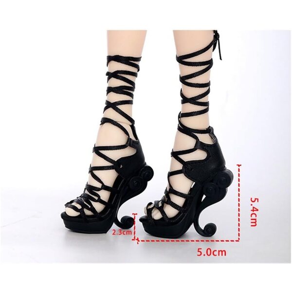 Scarpe Tacco Alto Nere per Bambola BJD 1/4 - Accessori Moda 18 Pollici