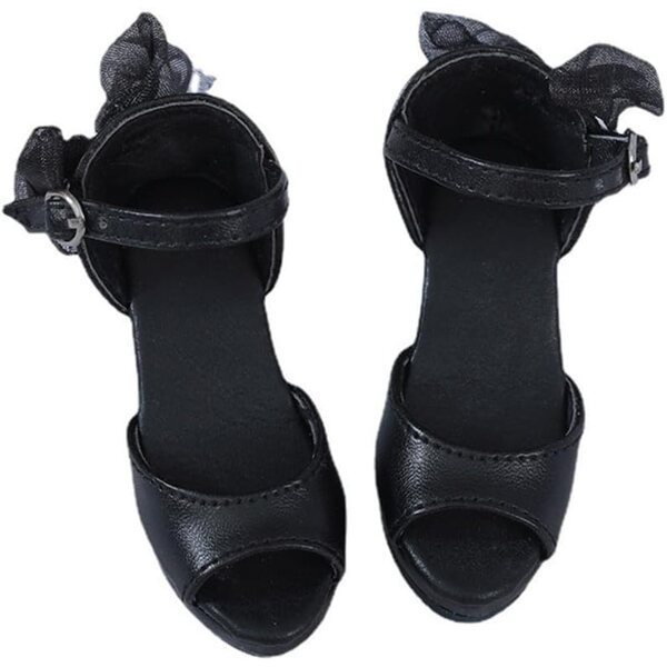 Sandali con tacco alto neri in pelle per bambola BJD 1/3 da 60 cm Uterui