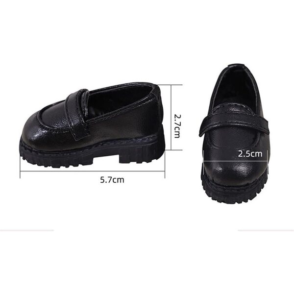 Scarpe in Pelle Nera per Bambole BJD 1/4 - Accessori Dettagliati e Resistenti