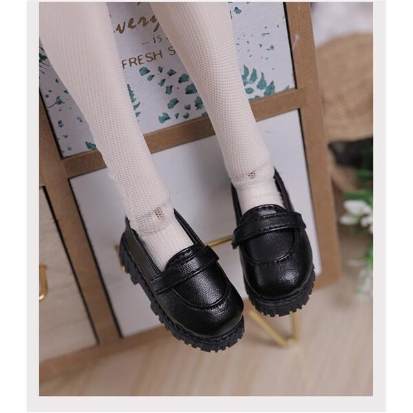 Scarpe in Pelle Nera per Bambole BJD 1/4 - Accessori Dettagliati e Resistenti