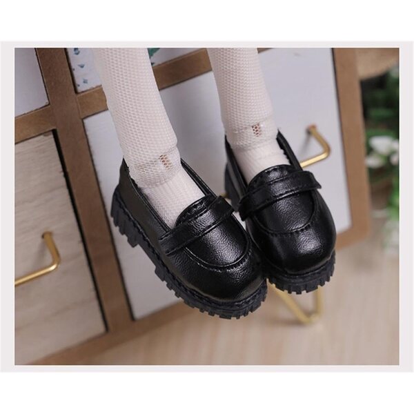 Scarpe in Pelle Nera per Bambole BJD 1/4 - Accessori Dettagliati e Resistenti