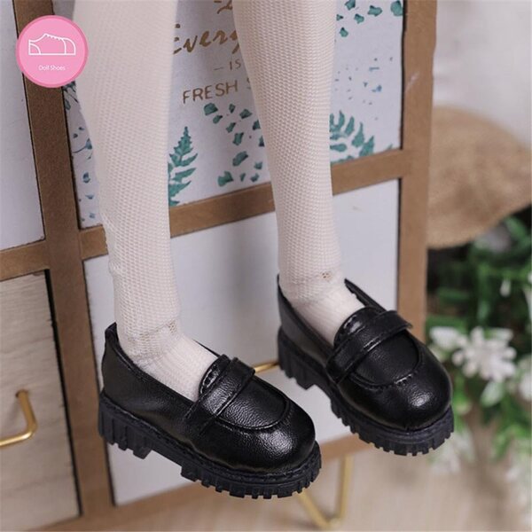 Scarpe in Pelle Nera per Bambole BJD 1/4 - Accessori Dettagliati e Resistenti