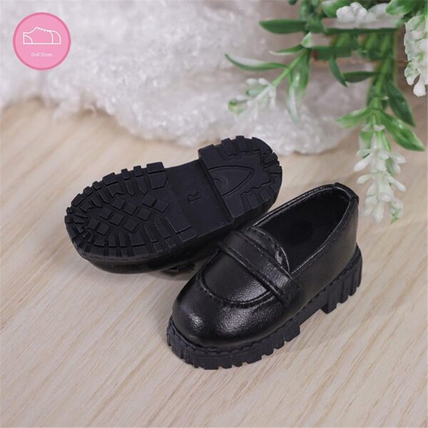 Scarpe in Pelle Nera per Bambole BJD 1/4 - Accessori Dettagliati e Resistenti
