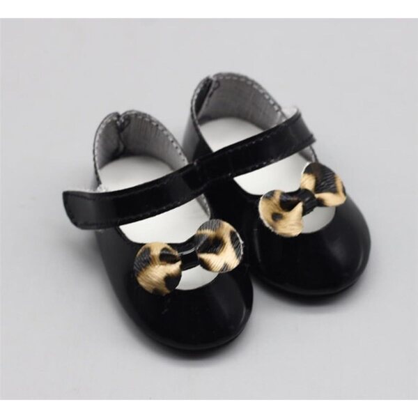 Scarpe in pelle nere con papillon per bambole 46 cm - Accessori per costumi bambole 18''