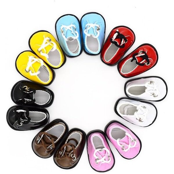 Blaue Schnürschuhe für 14-Zoll-Puppen – flache Baumwollschuhe 20 cm