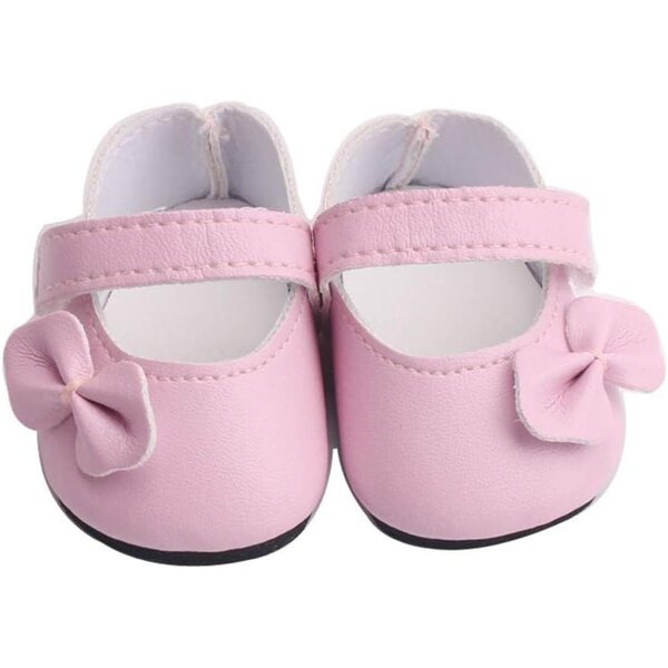 Rosa Schuhe für 46 cm große Puppen mit Schleife, elegantes Accessoire für Puppenkostüme