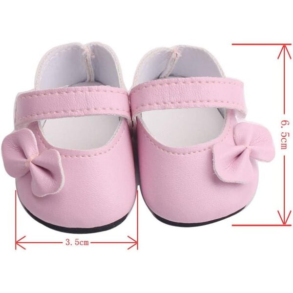 Rosa Schuhe für 46 cm große Puppen mit Schleife, elegantes Accessoire für Puppenkostüme
