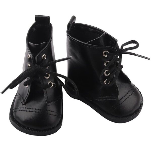 Schwarze Schnürstiefel für 46 cm große Puppen – Freizeitschuhe in Uterui-Qualität