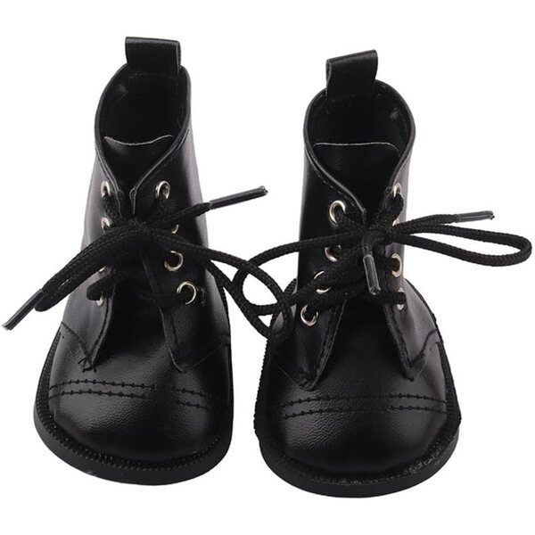 Schwarze Schnürstiefel für 46 cm große Puppen – Freizeitschuhe in Uterui-Qualität