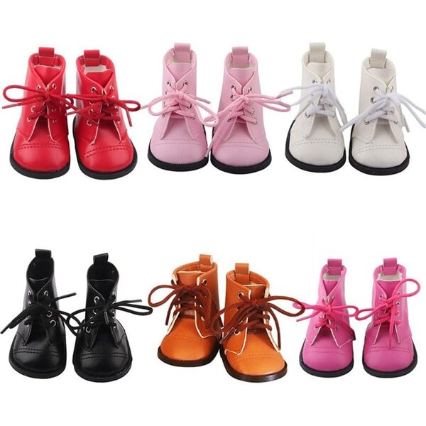 Schwarze Schnürstiefel für 46 cm große Puppen – Freizeitschuhe in Uterui-Qualität