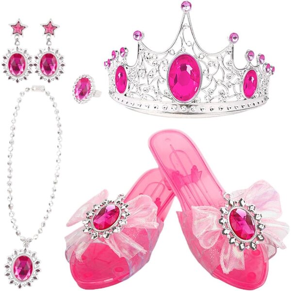Scarpe da principessa con gioielli set bimba tacchi antiscivolo per gioco e festa