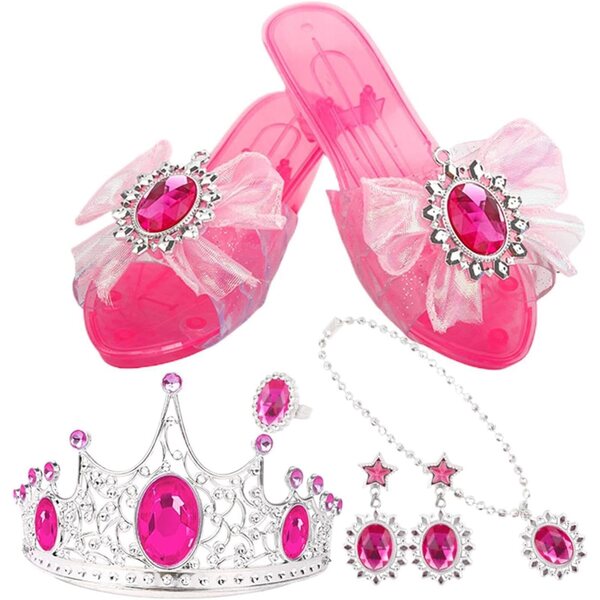 Prinzessinnenschuhe mit Juwelenset für Mädchen, rutschfeste Absätze zum Spielen und für Partys